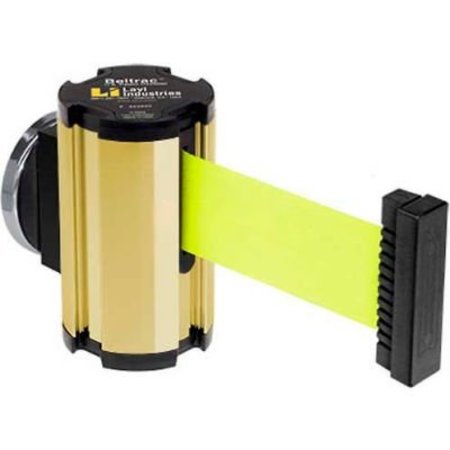 LAVI INDUSTRIES Magnetic Retractable Belt Barrier, Gold Case W/7' Neon Yellow Belt 50-3010MG/GD/FY
